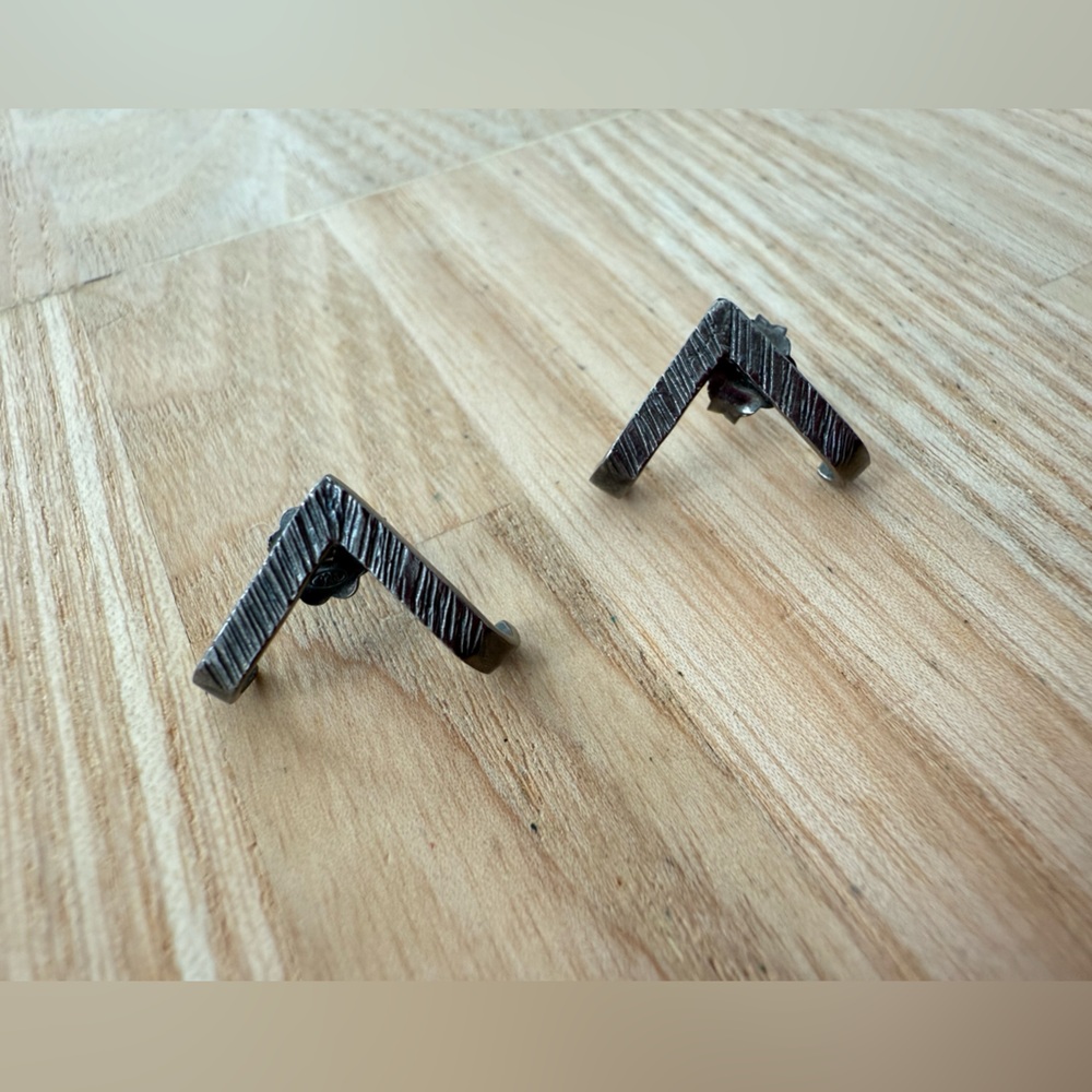 925 Sterling Silver textured huggie triangular stud post earrings